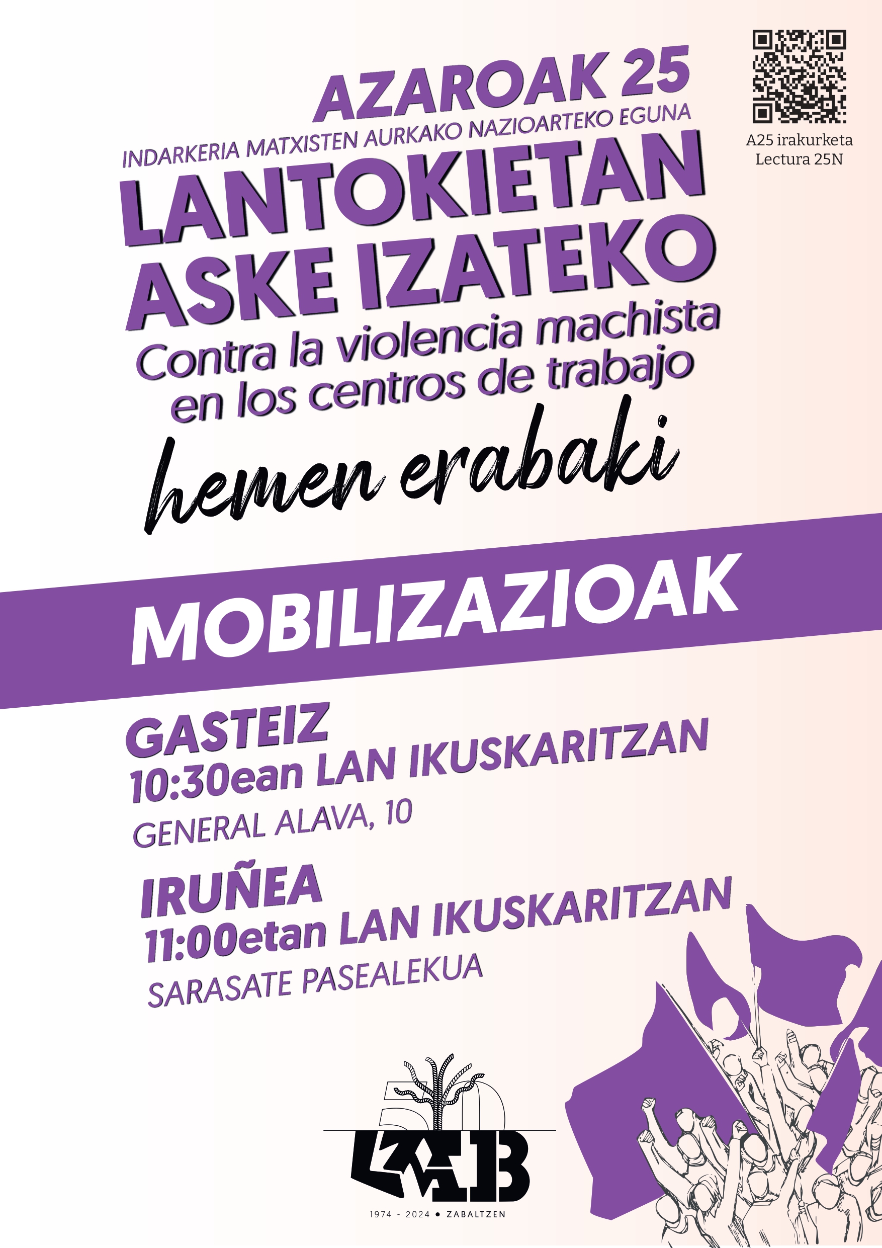 Azaroak 25 MOBILIZAZIOAK. Indarkeria matxisten aurkako nazioarteko eguna