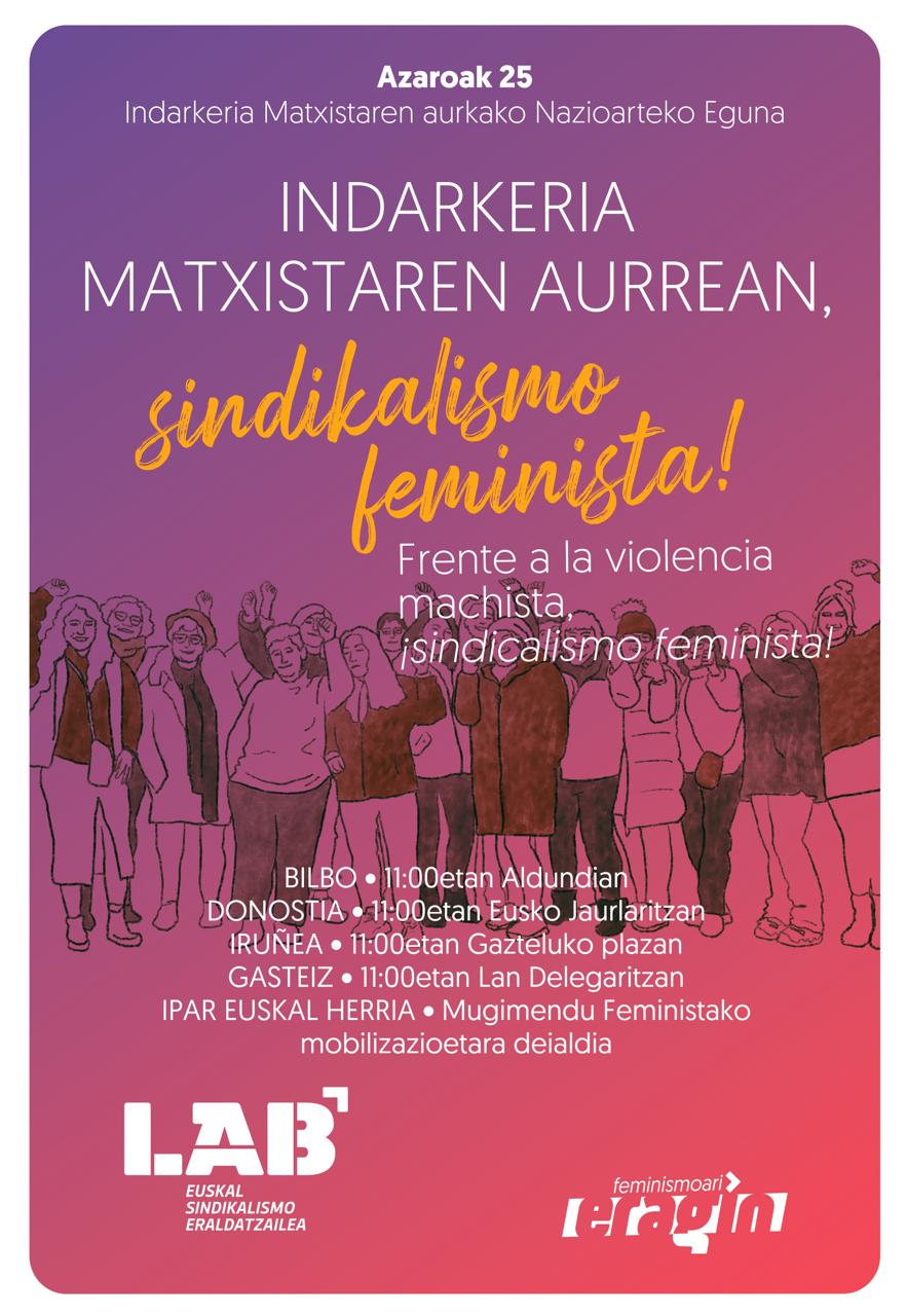 Indarkeria matxistaren aurrean, SINDICALISMO FEMINISTA!