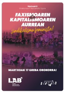 8 de MARZO. Frente al Fascismo y el Capitalismo, Sindicalismo Feminista!