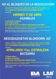 17 DE ABRIL: ASAMBLEA – CONCENTRACIÓN