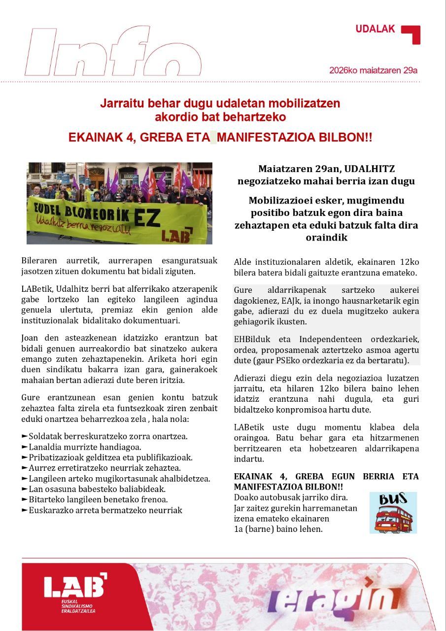 EKAINAK 4, GREBA ETA MANIFESTAZIOA BILBON